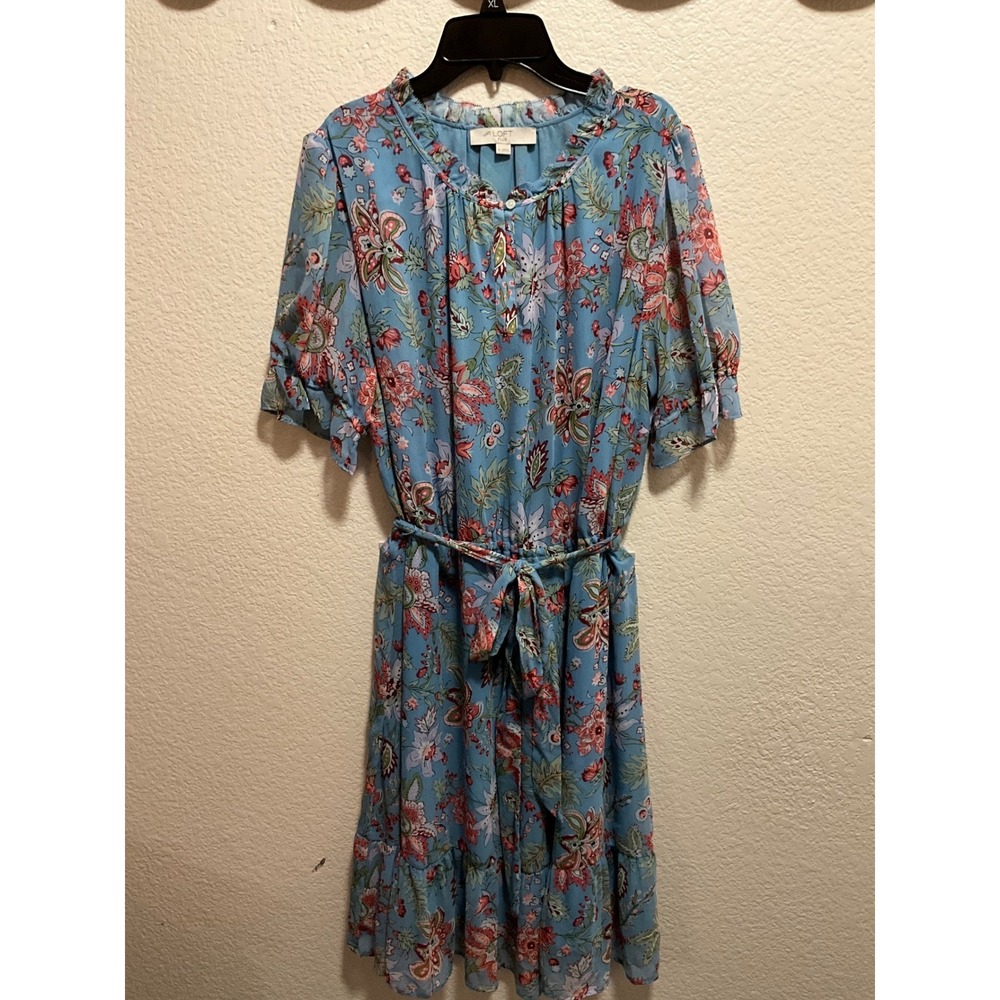 Loft plus dress blue flowers size 16